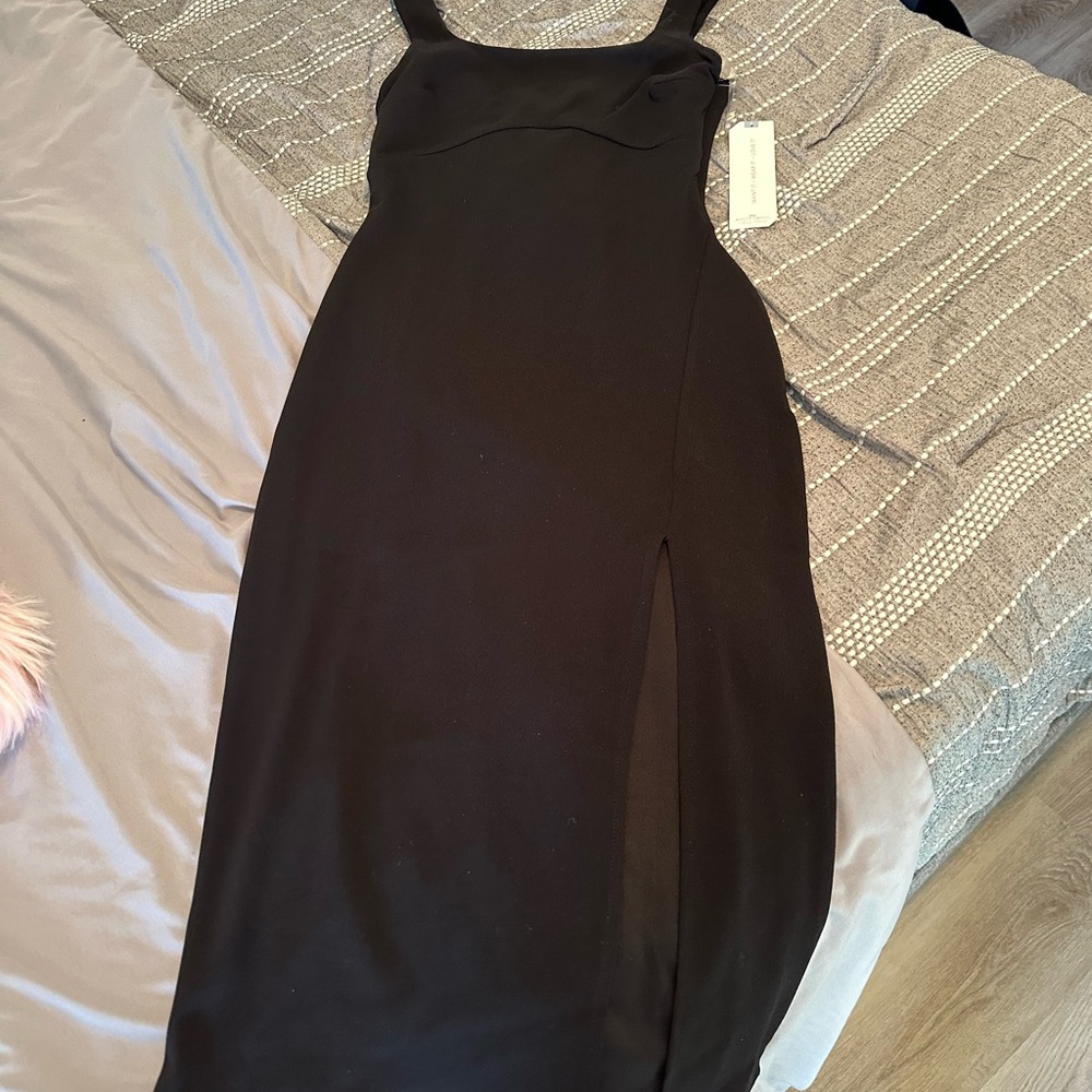 Plain black dress with tie up back
